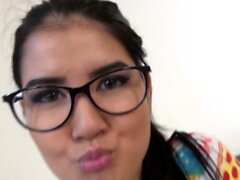Cute Teen In Glasses Sucks Like A Slut
