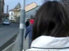 Skinny amateur brunette Czech girl public fucking for money