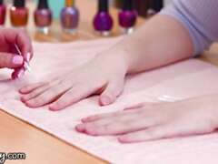 'Lesbian Manicurist On Wet Fingers Duty'