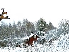 Gaie Santa & son de 2 raindeers corné s'acquitter des mecs le cul de Noël de de cannes souhaits