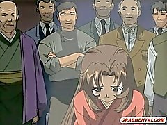 Muchacha de Hentai japoneses capturados y brutalmente a gangbanged en de Bandi