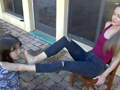 Lesbian feet domination, lesbian foot domination, daughter worship moms feet