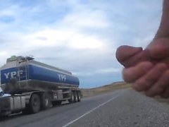 Masturbating in 3 truckers that are front