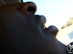 Black beauty Chanel blowing her man on the road