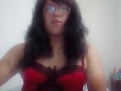 Transvestite Michelle in red lingerie