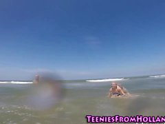 Surfing teen les fingered