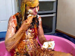 Oil, gunged, messy eggs