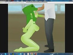 Super Deepthroat Minecraft Slime Girl - Double Cumshot