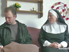 German Young Boy seduce Granny Nun to Fuck Him