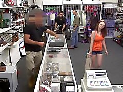 Babe Jenny gets fucked hard by huge cock in pawn shop
