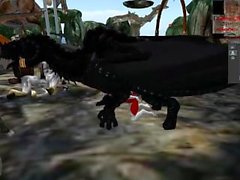 Avarian Mustavalkoinen lohikäärme parittelun anthros Huskyn , uudempi ja Dragon huoltaja