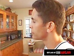 Hot Asian Chick Has Threesome In The Kitchen