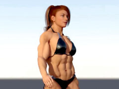 Jasmine mendez lifting, 3d muscle girl animation