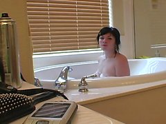 small tit brunette tattooed teen girlfriend caught in shower