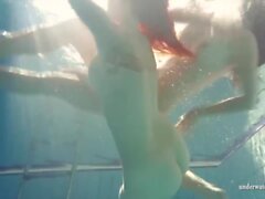 'Horny babes swim nude underwater'