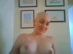 Bald head and a hairy pussy super horny girl