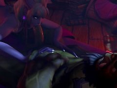 Sexy Warcraft Draenei suce et baise une énorme orc Dick