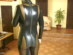 Catsuit fuck, latex mask, latex fuck